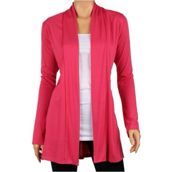 NWT Rags & Couture Coral Pink Open Front Draped Cardigan With Pockets Rayon - Picture 2 of 5